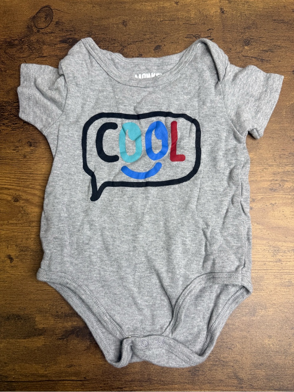 ⭐️5 for $20⭐️ Monkey Bars Gray "Cool" Graphic Baby One-Piece Onesie 18M